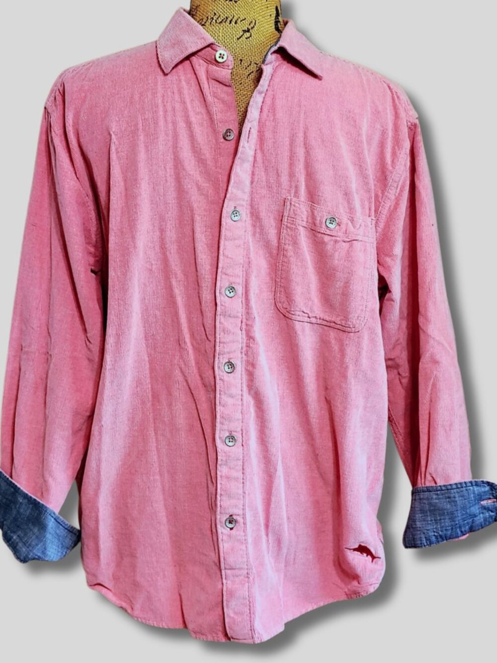Tommy Bahama Coastline Cord Sandwash Shirt - Bougainvillea Pink - M